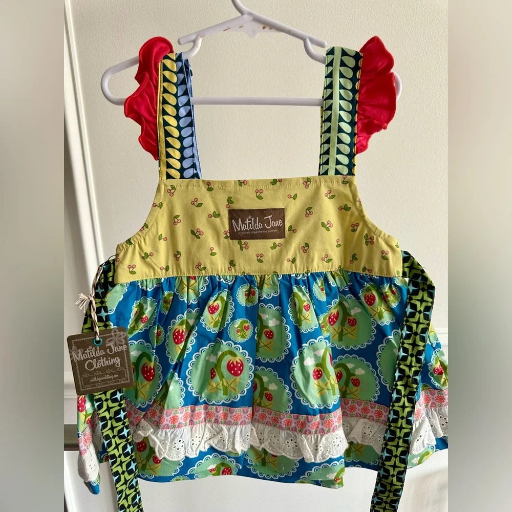 Matilda Jane Love Bug Knot Top Strawberries Ruffles Wonderful Parade NWT Size 2